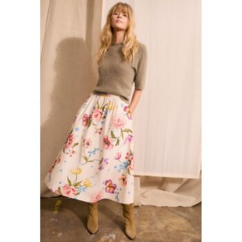 Oui 97098 Rock Skirt white red multi