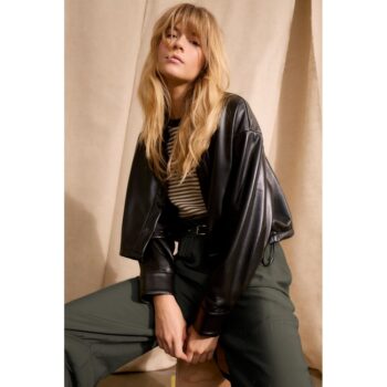 Oui 96606 Lederjacke Blouson schwarz