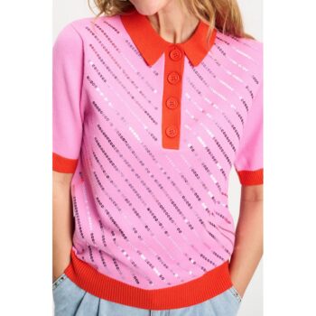 Pom Amsterdam SP9492 TOP - Polo Shirt Sequins Cheering Pink