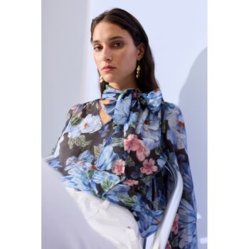 Oui 97236 Bluse blue multi