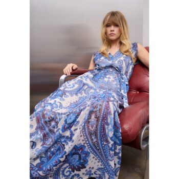 Oui 96366 Kleid Maxikleid offwhite blue