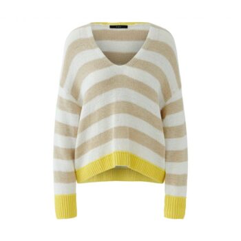 Oui 96491-0107 Pullover white camel yellow