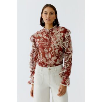 Oui 97232 Bluse red white