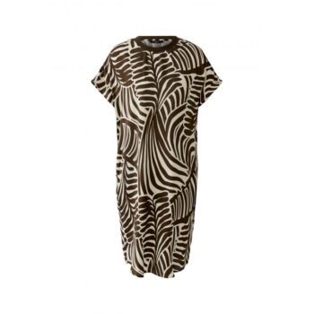 Oui 97497 Kleid Tunika dark brown offwhite