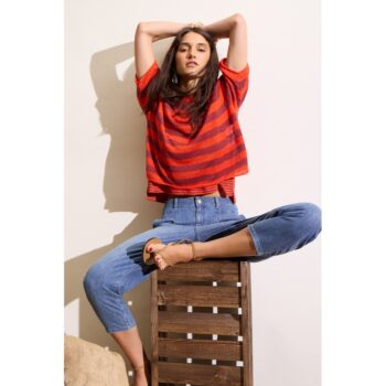 Oui Pullover Leinen Pullover 97418 red rose