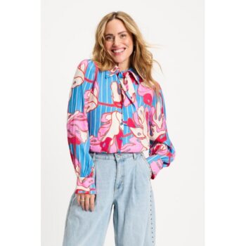 Pom Amsterdam SP9500 Bluse BLOUSE - Urban Flora Stripe