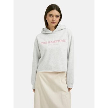 SMITH & SOUL 0426-0459 Sweatshirt Boxy Hoodie Print Mix creamy grey melange