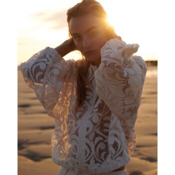 Summum 1S1298 Transparente Bomberjacke mit Spitze creme