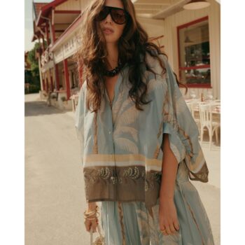 Summum 2S3496 Transparente Bluse Strandprint blau