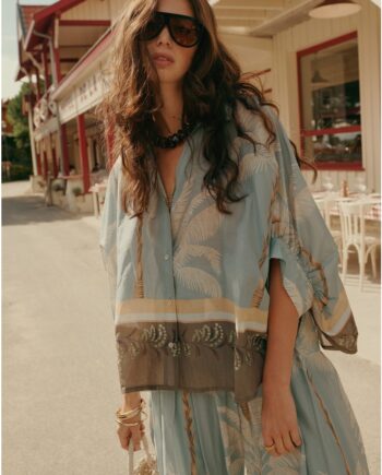 Summum 2S3496 Transparente Bluse Strandprint blau
