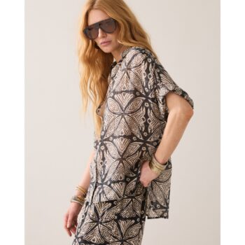 Summum 4S3001 Wear-your-Way-Bluse Print schwarz multi