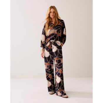 Summum 4S2964 Flowy Hose mit Print braun multi