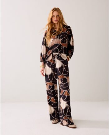 Summum 4S2964 Flowy Hose mit Print braun multi