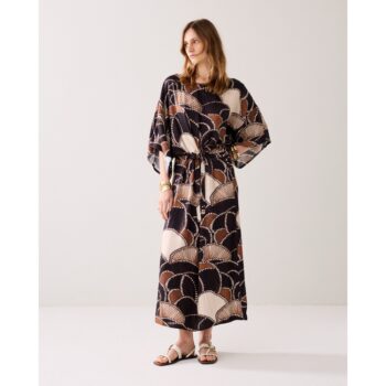 Summum 5S1642 Midikleid silky Qualität braun multi