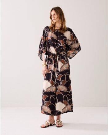 Summum 5S1642 Midikleid silky Qualität braun multi