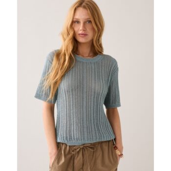 Summum 7S8004-70076-262 Strickpullover mit kurzen Ärmeln blau