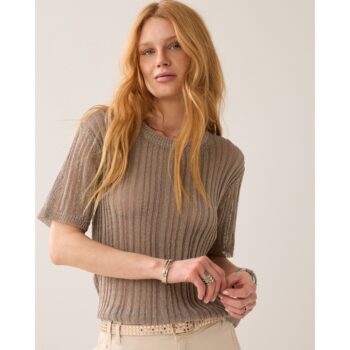 Summum 7S8004-70076-262 Strickpullover mit kurzen Ärmeln dark clay