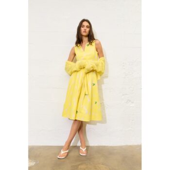 Oui Midikleid 97347 yellow stone