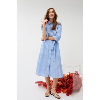 Oui Midikleid 98845 lt blue white