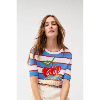 Oui Pullover 97850 lt blue red