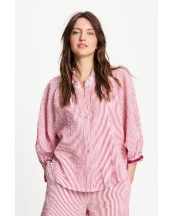 Pom Amsterdam SP9585 BLOUSE - Seersucker Red White