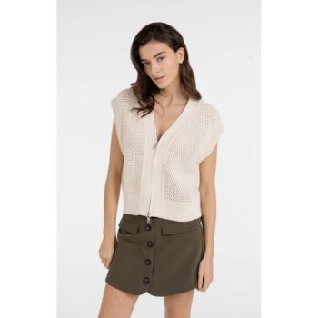 YAYA 01-010154-604 Cardigan mit Reißverschluss creme beige