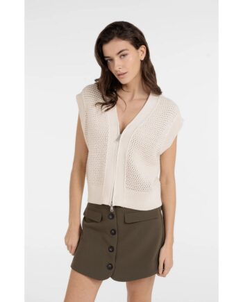 YAYA 01-010154-604 Cardigan mit Reißverschluss creme beige