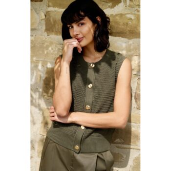 YAYA 01-010153-604 ärmelloser Cardigan grün