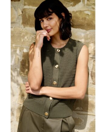 YAYA 01-010153-604 ärmelloser Cardigan grün