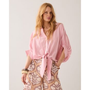 Summum 2s3493-12370 Glänzende Bluse mit Schleife rosa