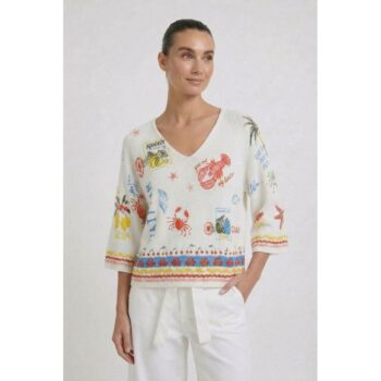 Oui   Pullover 97851 white red