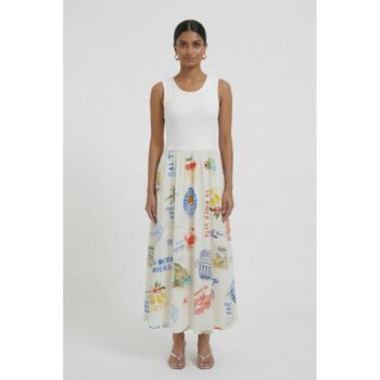 Oui Midikleid 98391 white red