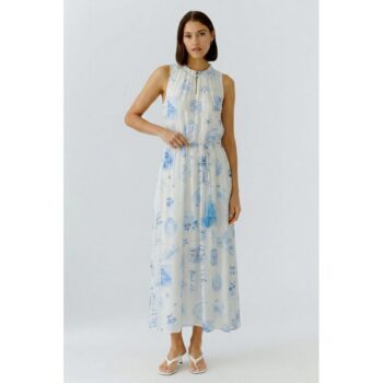 Oui Maxikleid 98588 white blue
