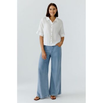 Oui 97229 Leinenbluse optic white