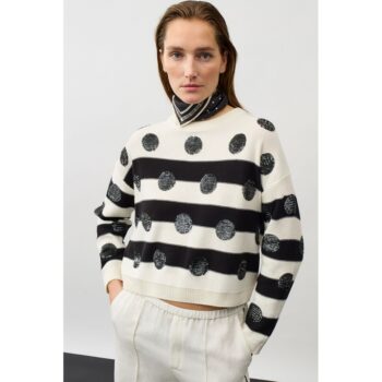 Oui Pullover 97906 white black