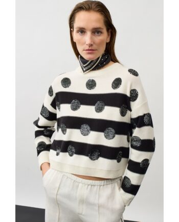 Oui Pullover 97906 white black