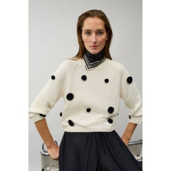 Oui Pullover 97913 white black