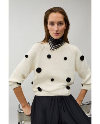Oui Pullover 97913 white black