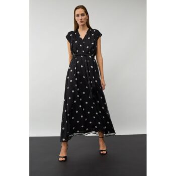 Oui Maxikleid 98583 black offwhite