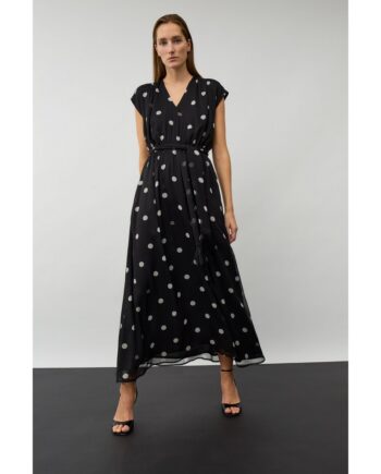 Oui Maxikleid 98583 black offwhite