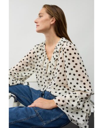 Oui 98743 Bluse mit Volants white black