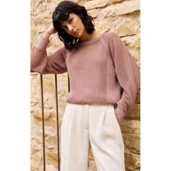 YAYA 01-000592-605 Strickpullover in Netzoptik mit Raglanärmeln Burlwood Pink