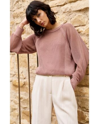 YAYA 01-000592-605 Strickpullover in Netzoptik mit Raglanärmeln Burlwood Pink