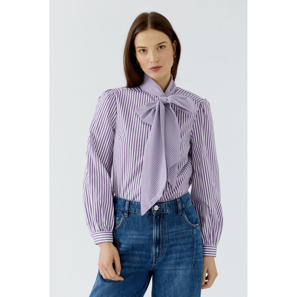 Oui 100415 Schluppenbluse white violett