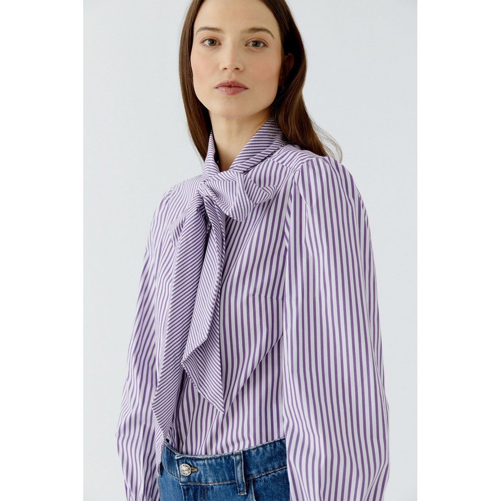 Oui 100415 Schluppenbluse white violett