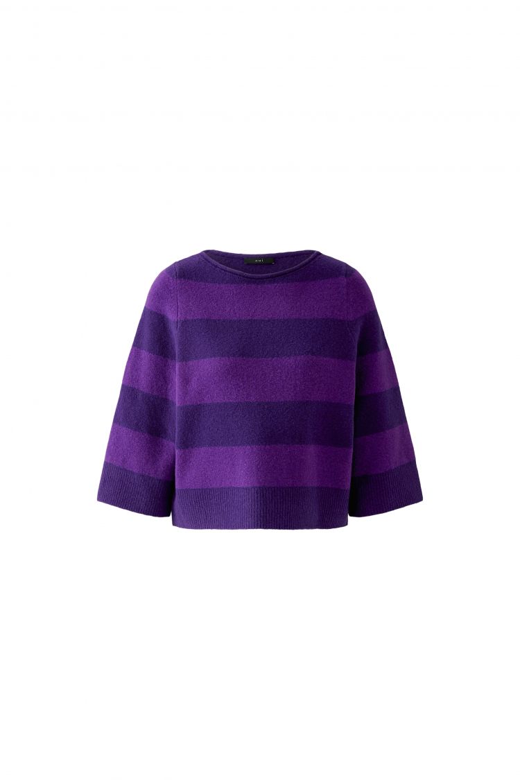 Oui 98974 Pullover violett gestreift