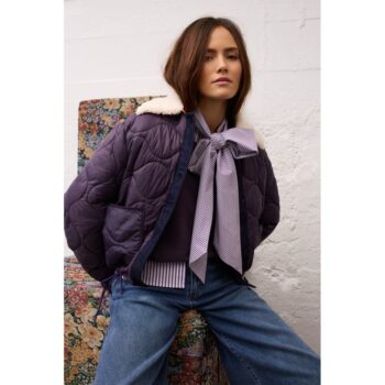 Oui 100415 Schluppenbluse white violett
