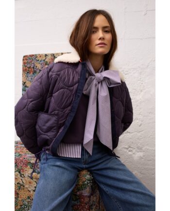 Oui 100415 Schluppenbluse white violett