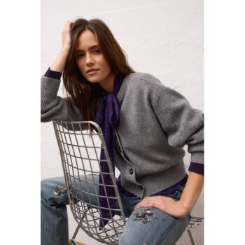 Oui Strickjacke 97951 steel grey