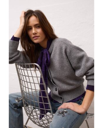 Oui Strickjacke 97951 steel grey